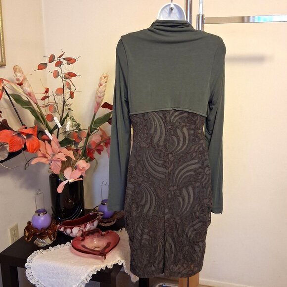 NWT I.AM.GIA Women's Well Tailored Long Sleeve Gray Lace Designed Lined Dress - Picture 6 of 10